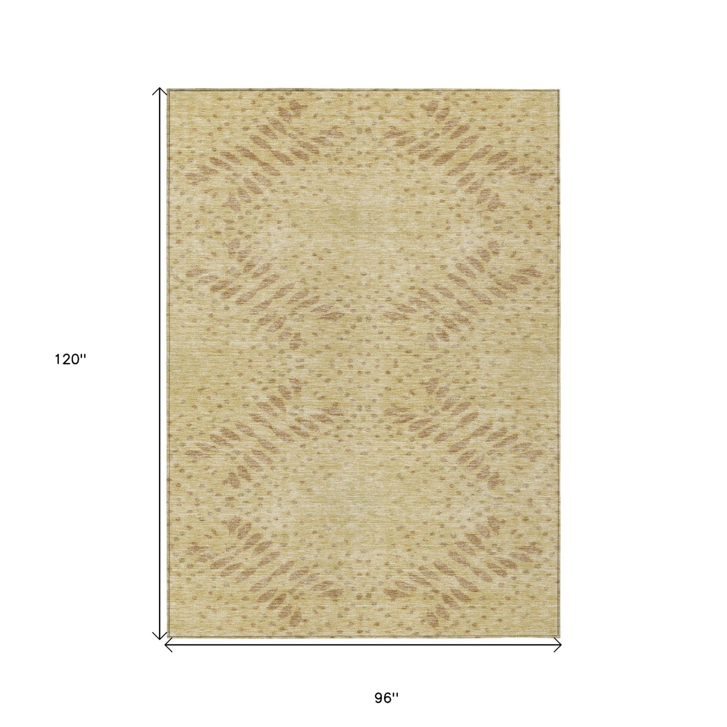 8' X 10' Gold Beige And Taupe Floral Washable Indoor Outdoor Area Rug-2