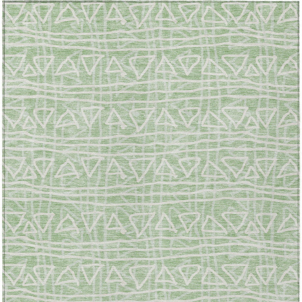 3' X 5' Mint Green Artichoke Green And Ivory Geometric Washable Indoor Outdoor Area Rug-5