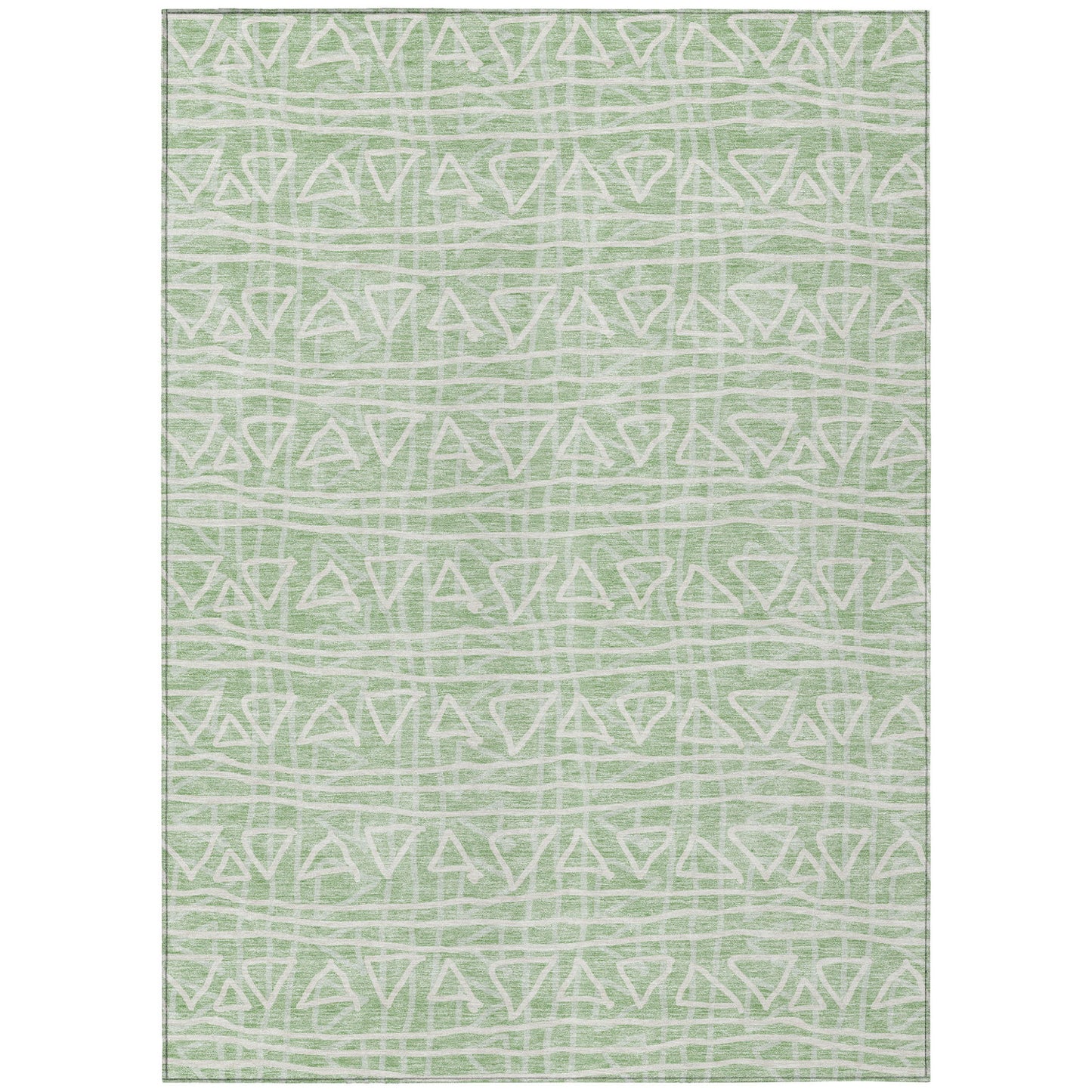 3' X 5' Mint Green Artichoke Green And Ivory Geometric Washable Indoor Outdoor Area Rug-1