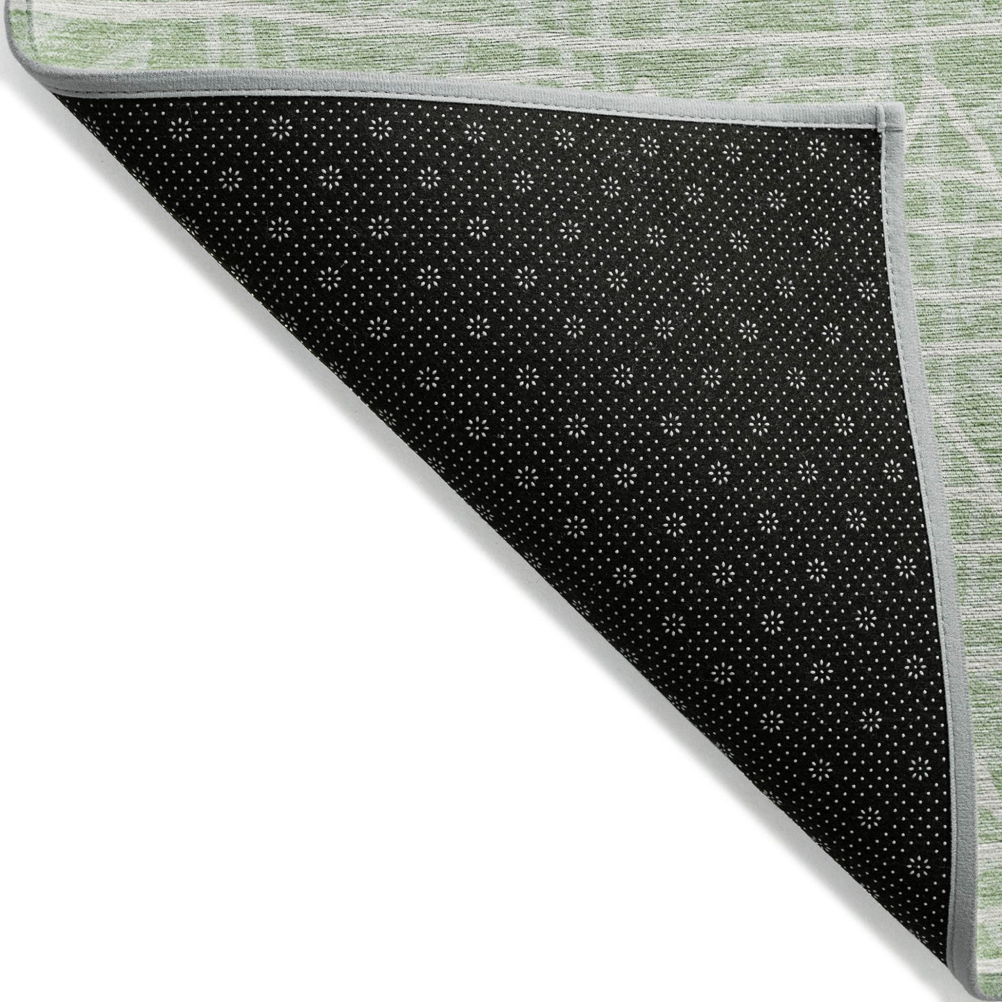 3' X 5' Mint Green Artichoke Green And Ivory Geometric Washable Indoor Outdoor Area Rug-2