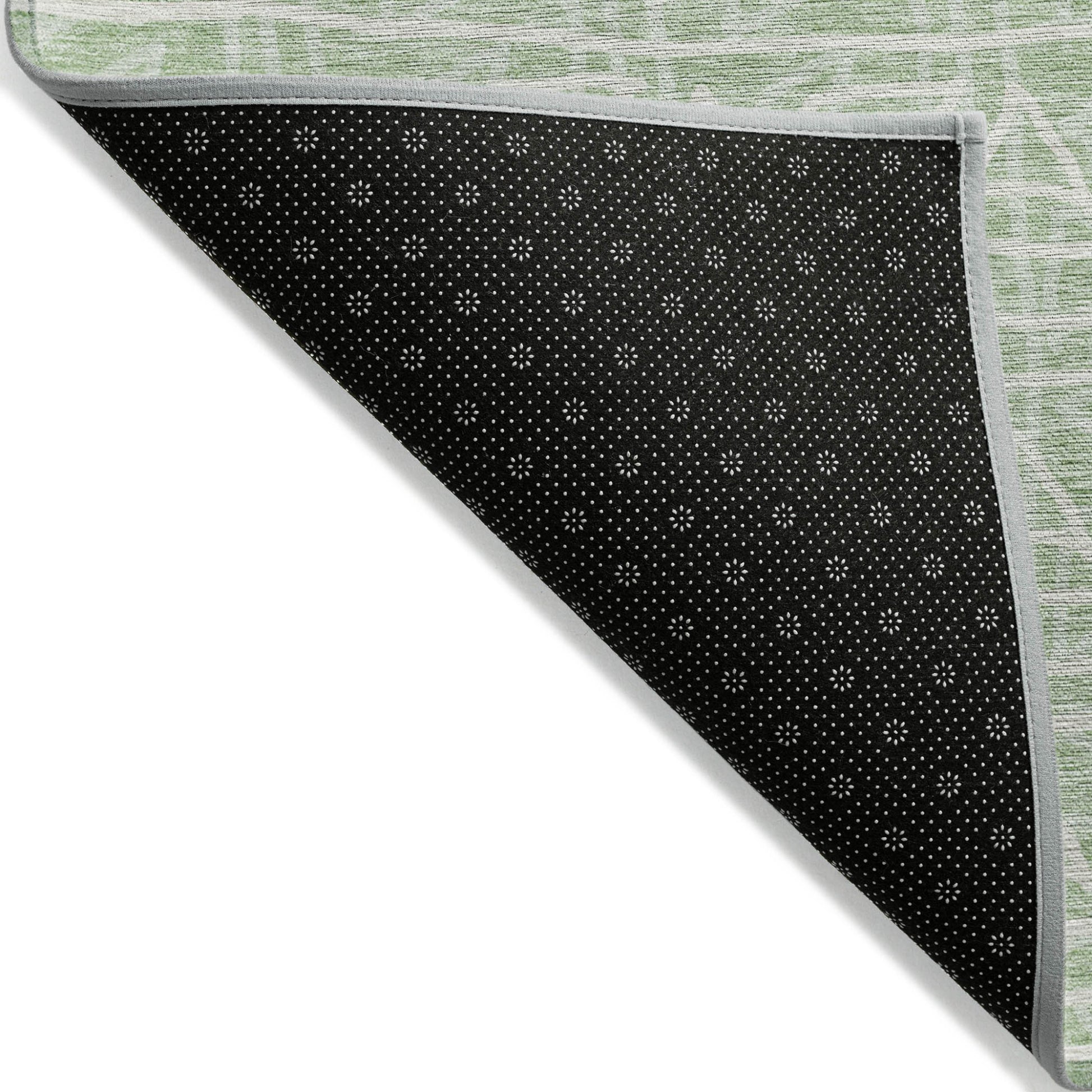3' X 5' Mint Green Artichoke Green And Ivory Geometric Washable Indoor Outdoor Area Rug-2