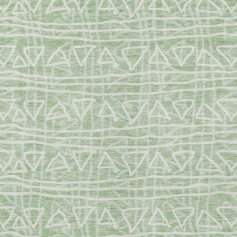 3' X 5' Mint Green Artichoke Green And Ivory Geometric Washable Indoor Outdoor Area Rug-4
