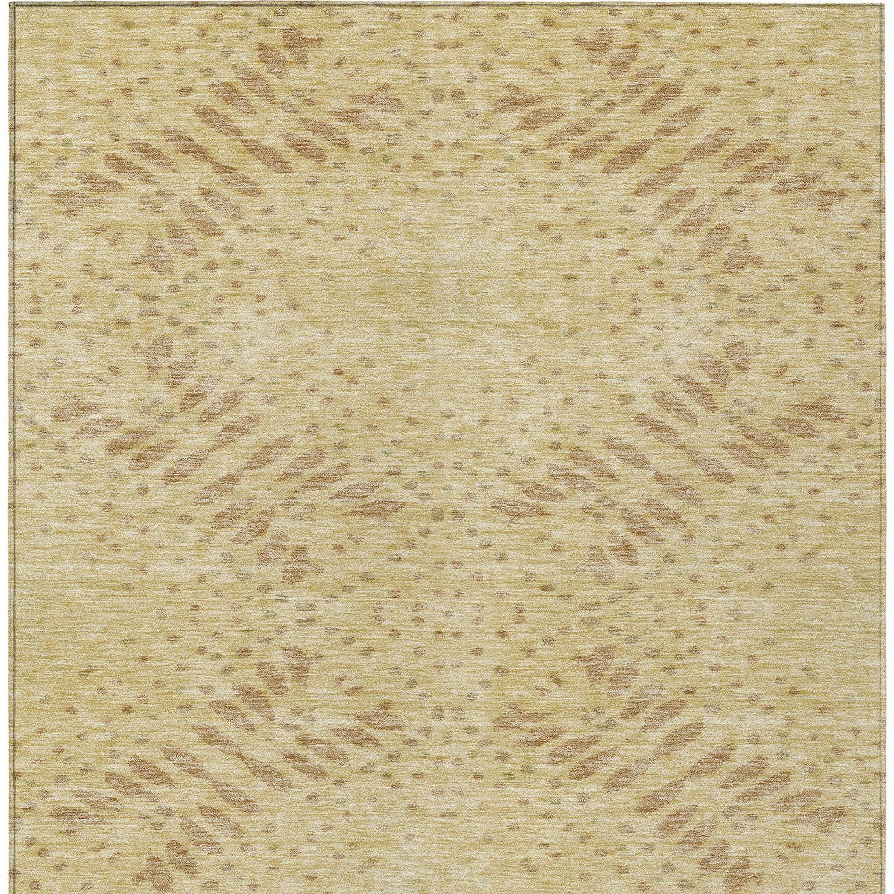 8' X 10' Gold Beige And Taupe Floral Washable Indoor Outdoor Area Rug-6
