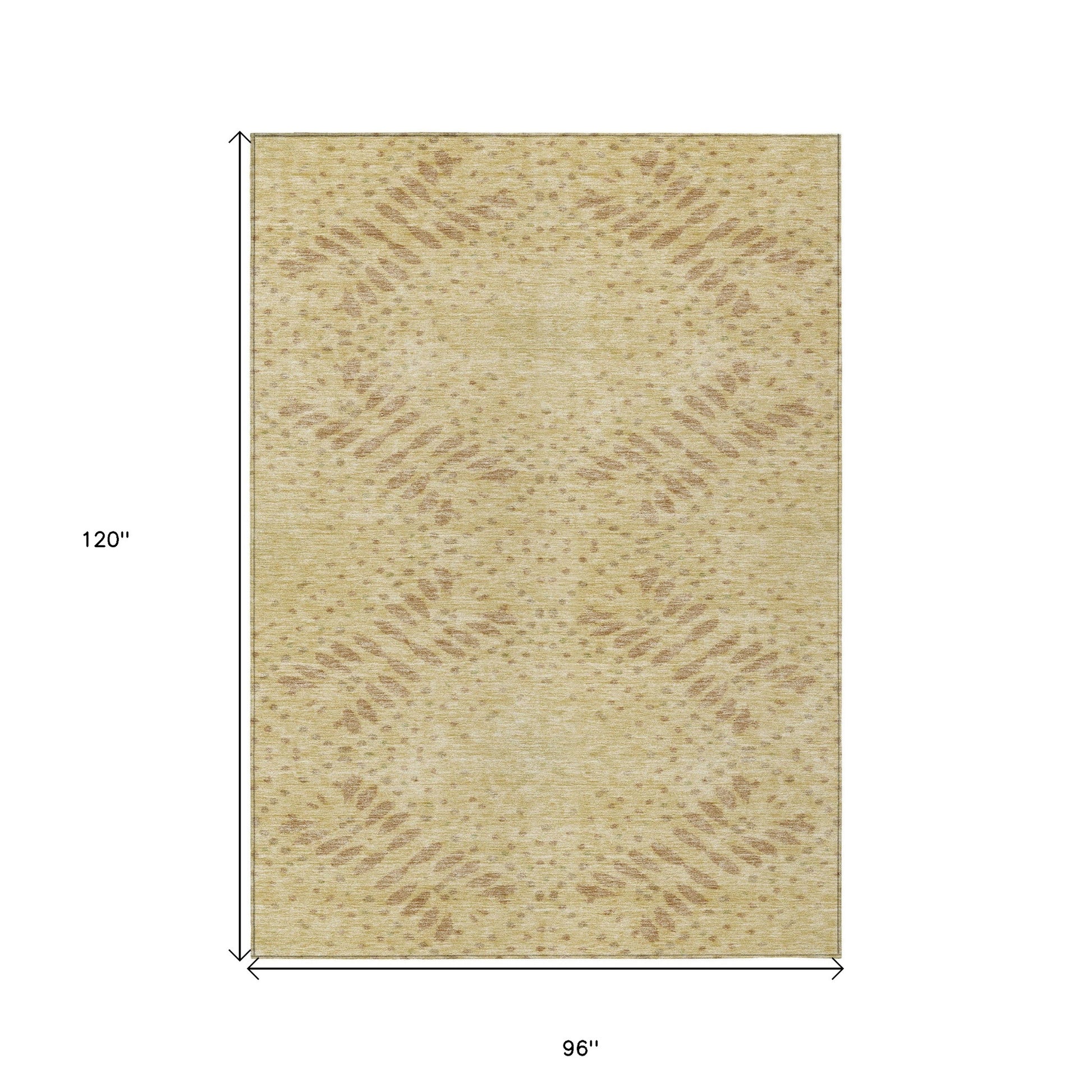8' X 10' Gold Beige And Taupe Floral Washable Indoor Outdoor Area Rug-2