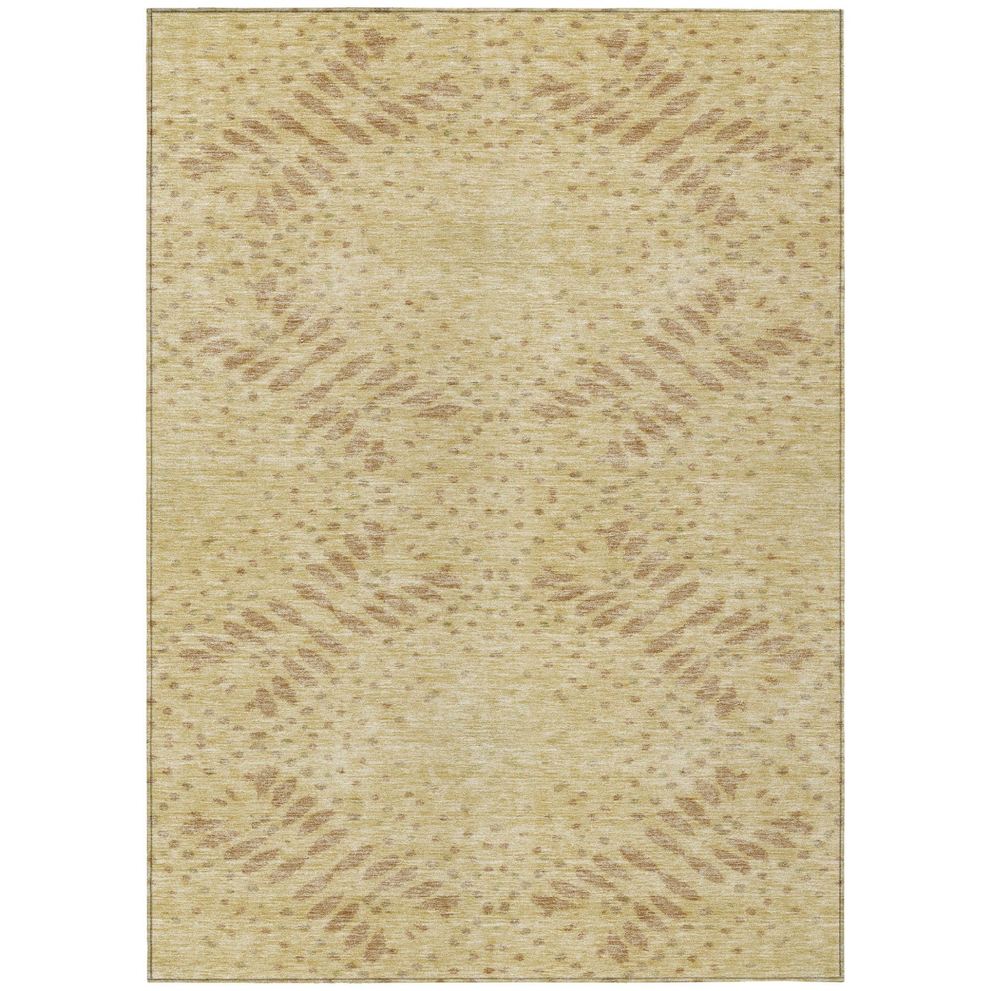 8' X 10' Gold Beige And Taupe Floral Washable Indoor Outdoor Area Rug-1