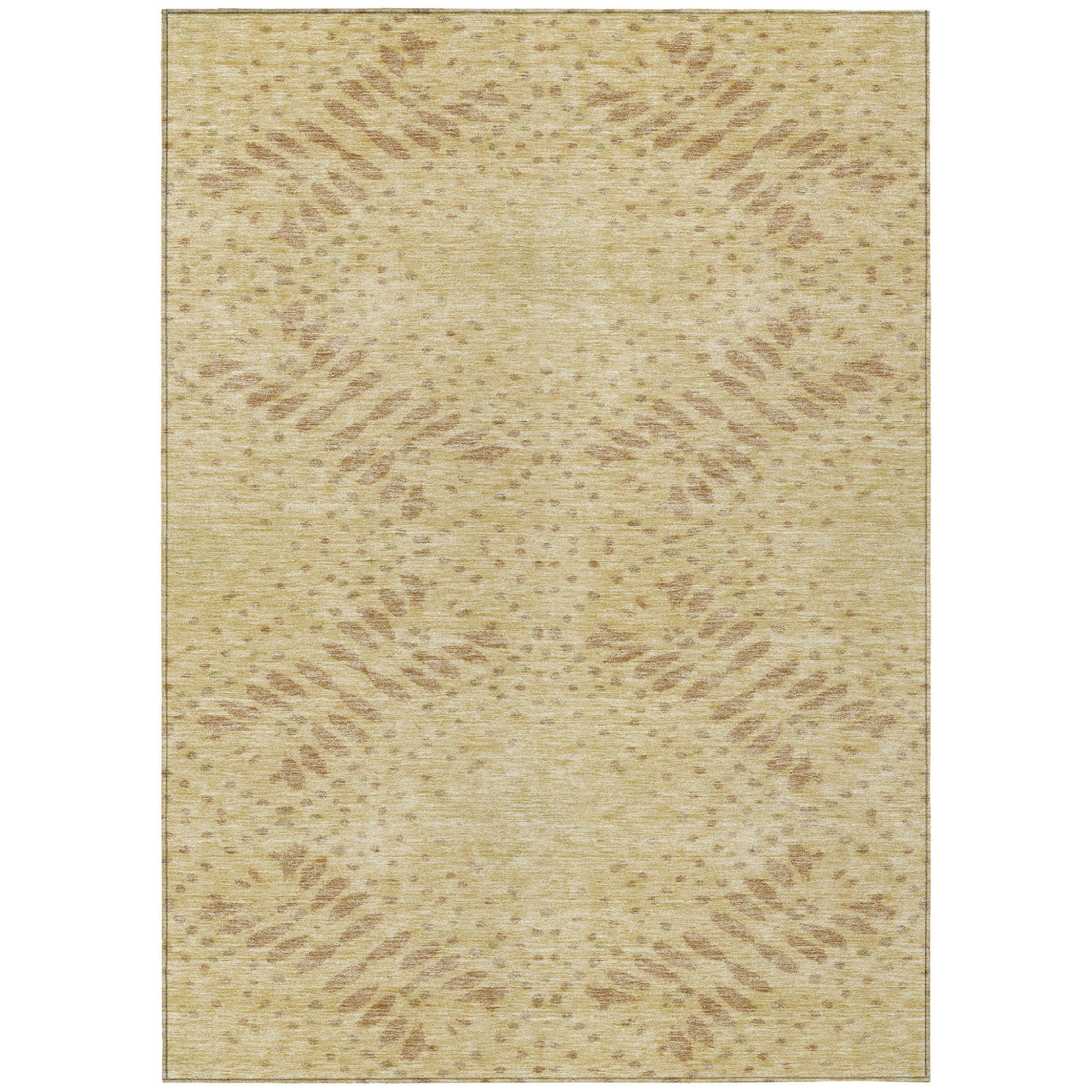 8' X 10' Gold Beige And Taupe Floral Washable Indoor Outdoor Area Rug-1