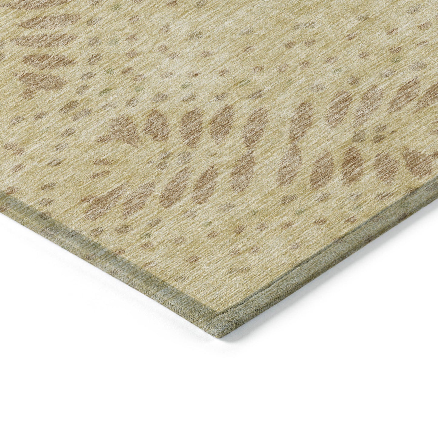8' X 10' Gold Beige And Taupe Floral Washable Indoor Outdoor Area Rug-4