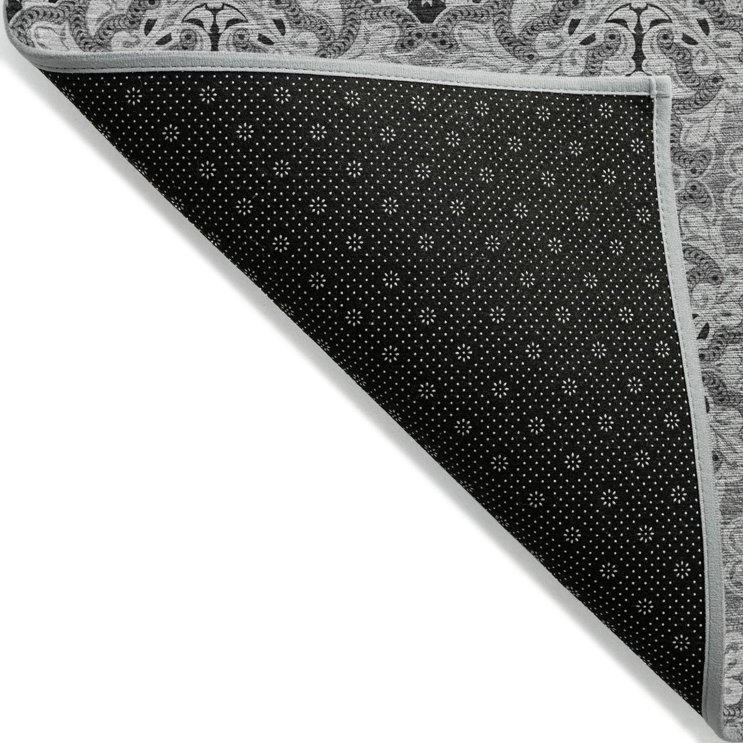 3' X 5' Gray Silver And Charcoal Medallion Washable Indoor Outdoor Area Rug-2