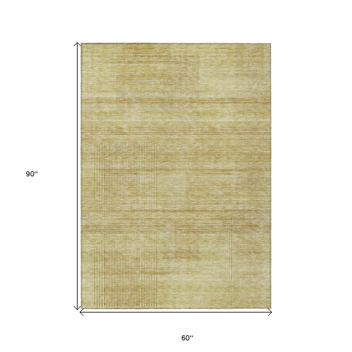 5' X 8' Gold Wheat And Beige Striped Washable Indoor Outdoor Area Rug-2