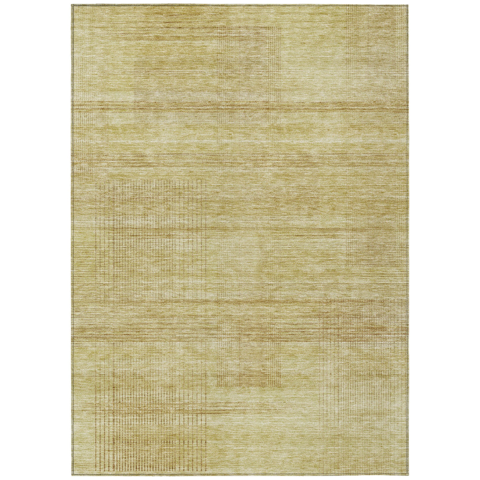 5' X 8' Gold Wheat And Beige Striped Washable Indoor Outdoor Area Rug-1