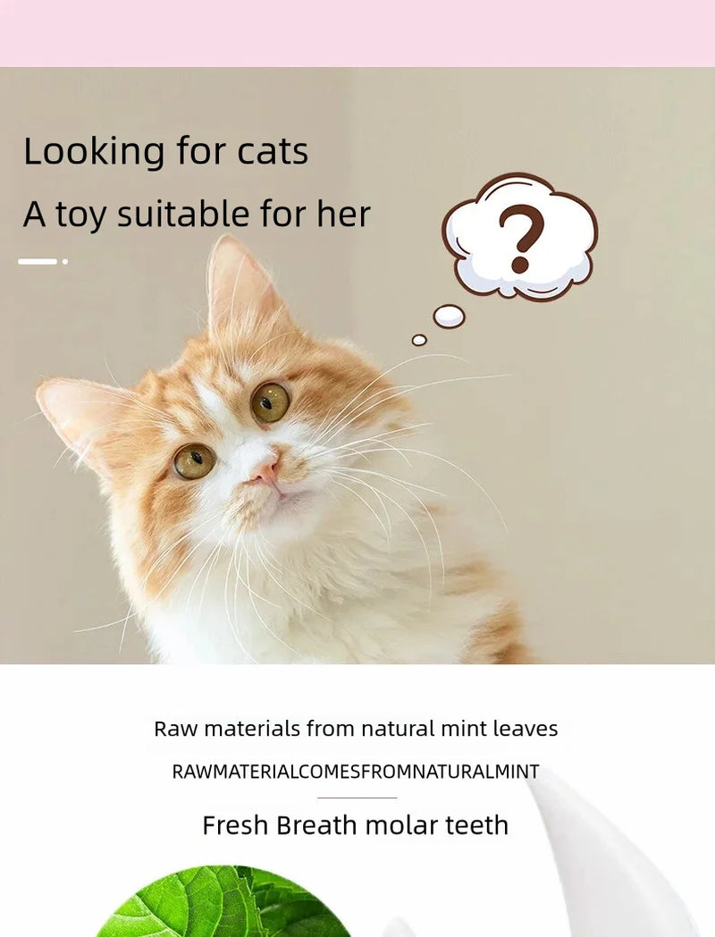 1PC Natural Cats Candy Snack Ball Rotatable Toy Catnip Pure Cat Molar Toothpaste Edible Bolus Teeth Cleaning Bite-Resistant Toys