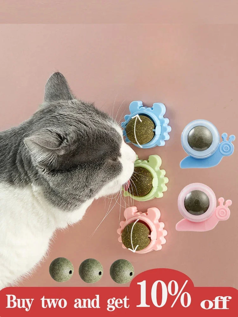 1PC Natural Cats Candy Snack Ball Rotatable Toy Catnip Pure Cat Molar Toothpaste Edible Bolus Teeth Cleaning Bite-Resistant Toys