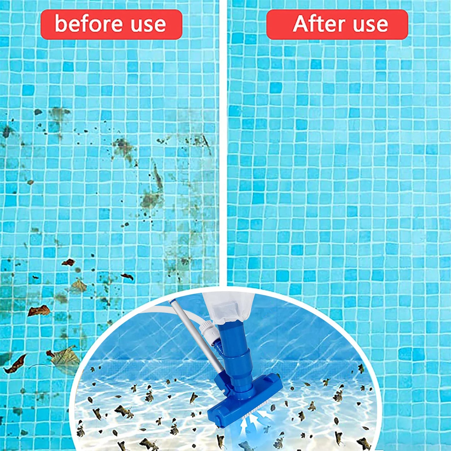 Portable Swimming Pool Cleaning Tool Kit with 5 Section Pole Pool Spa Jet Vacuum Cleaner for above Ground Pool Spa Pond Hot Tub