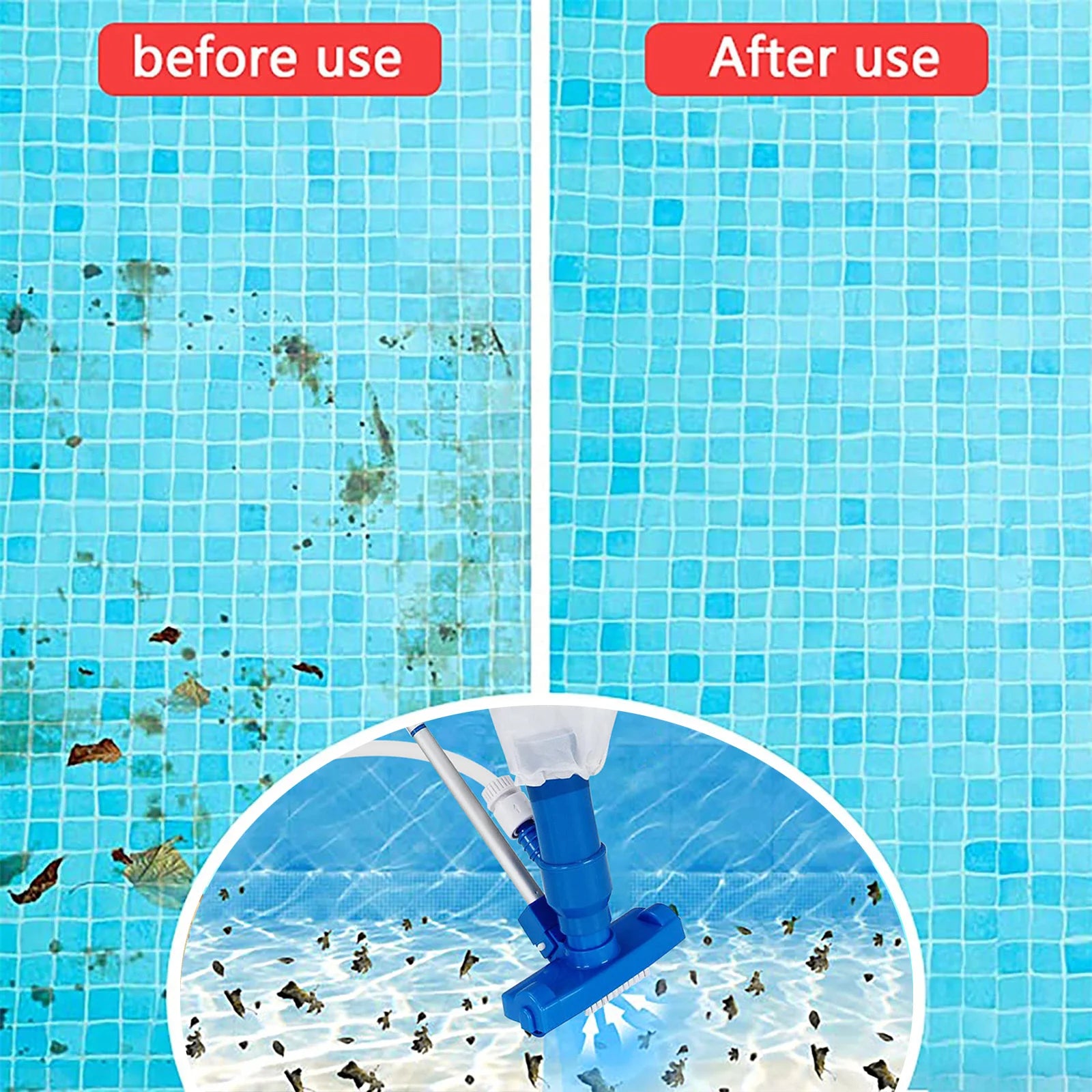 Portable Swimming Pool Cleaning Tool Kit with 5 Section Pole Pool Spa Jet Vacuum Cleaner for above Ground Pool Spa Pond Hot Tub